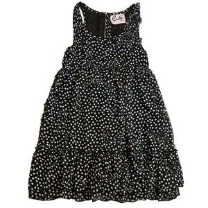 JODY OF CALIFORNIA Cute By Daisy Dress Size M Boho Applique Polka Dot Babydoll